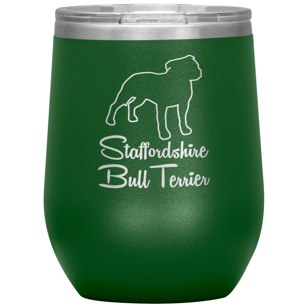 Staffordshire Bull Terrier Dog Outlined Silhouette 12oz Wine Insulated Tumbler