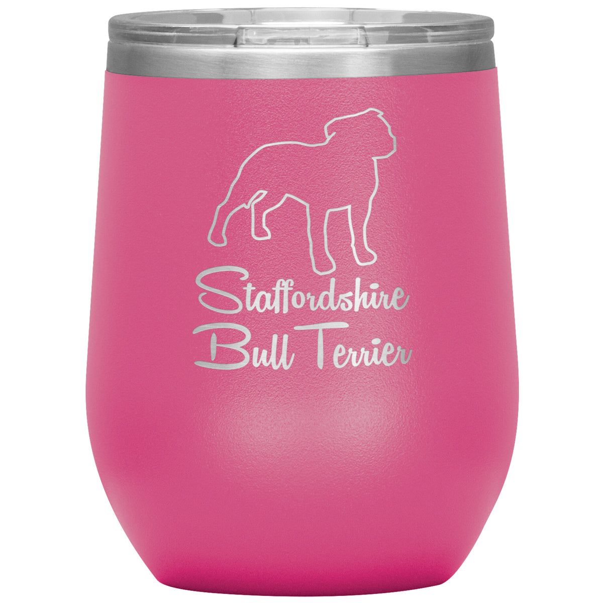 Staffordshire Bull Terrier Dog Outlined Silhouette 12oz Wine Insulated Tumbler