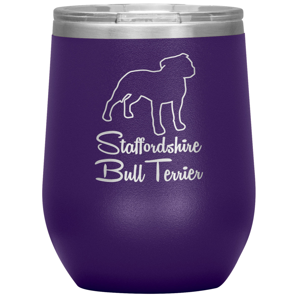 Staffordshire Bull Terrier Dog Outlined Silhouette 12oz Wine Insulated Tumbler