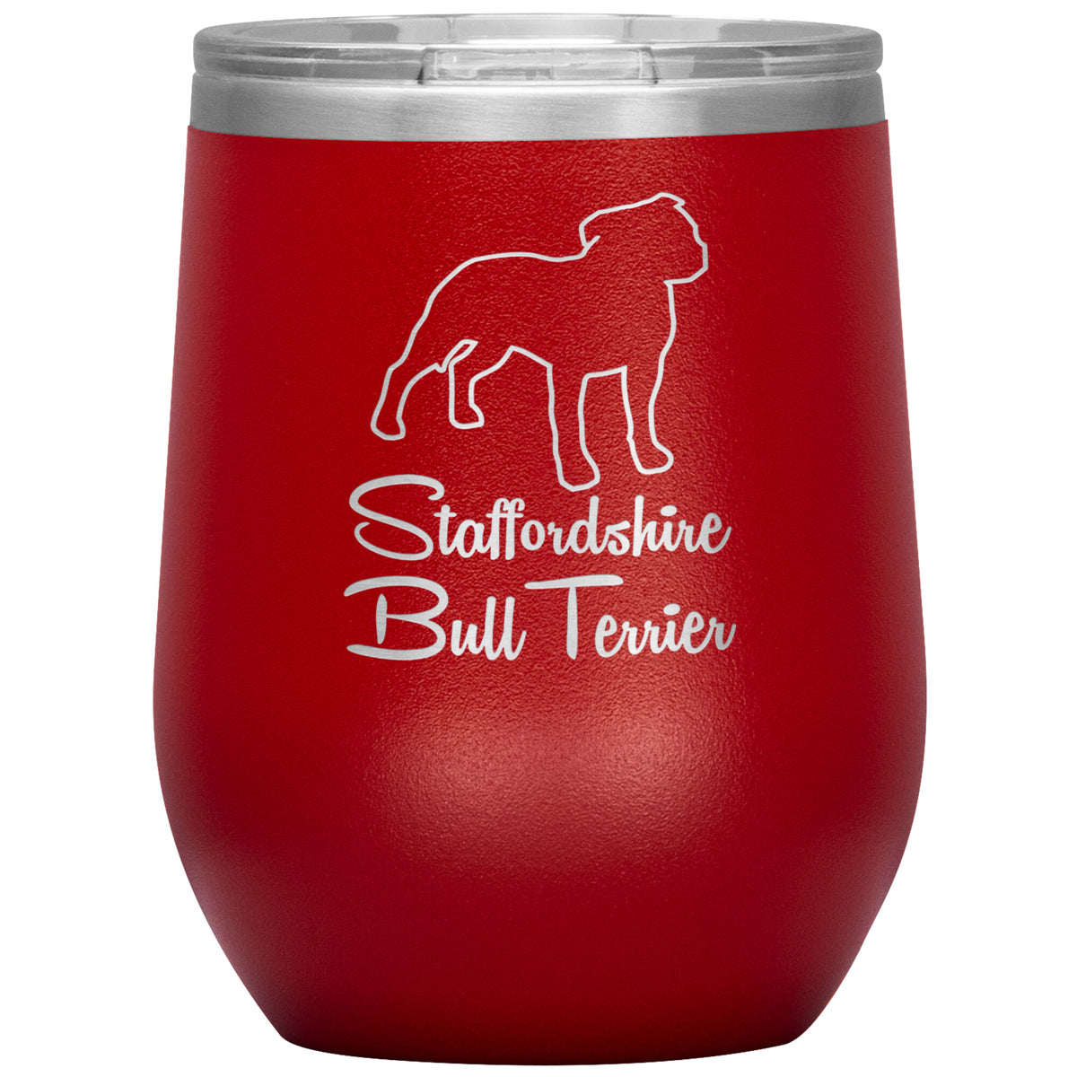 Staffordshire Bull Terrier Dog Outlined Silhouette 12oz Wine Insulated Tumbler