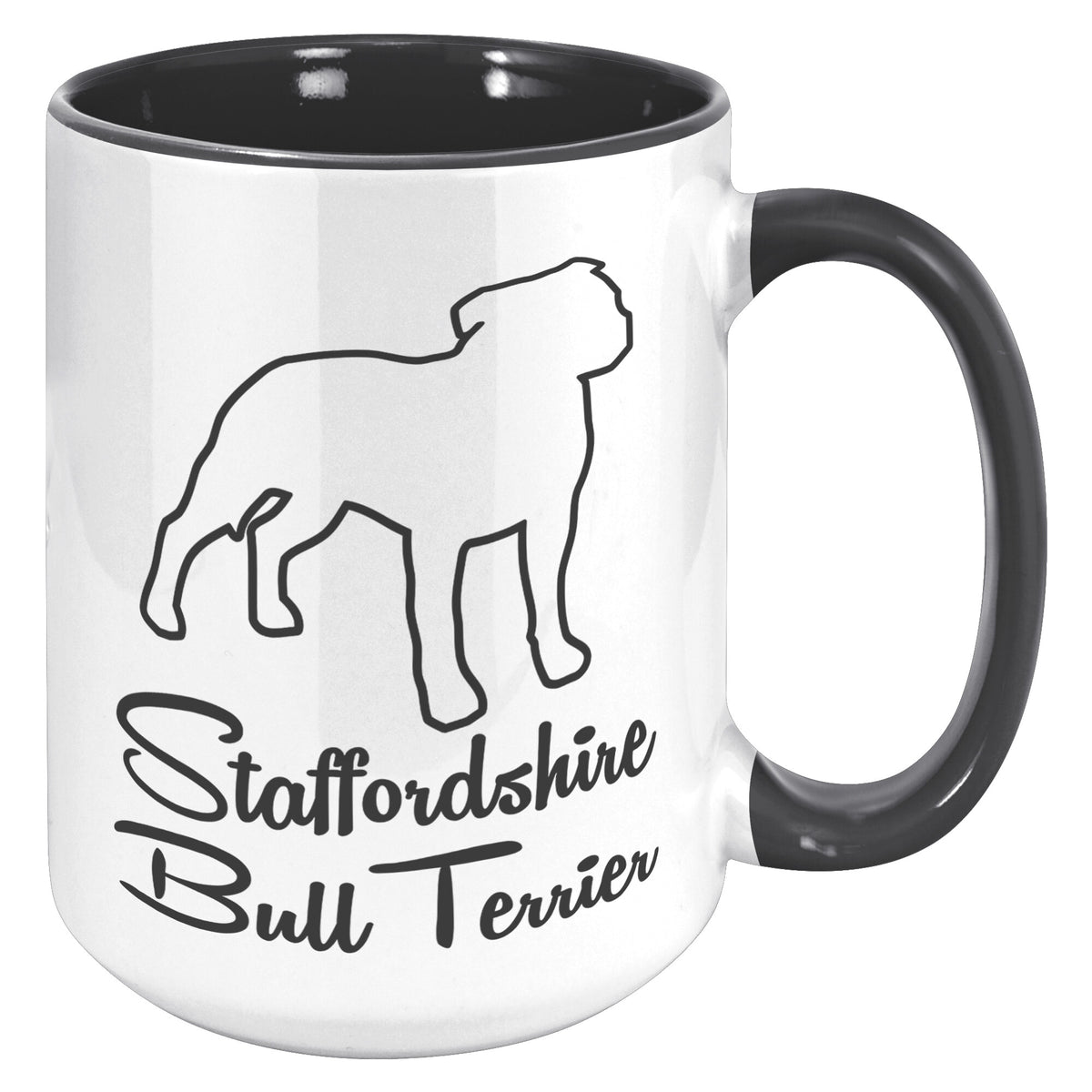 Staffordshire Bull Terrier Dog Outlined Silhouette 15oz Accent Mug