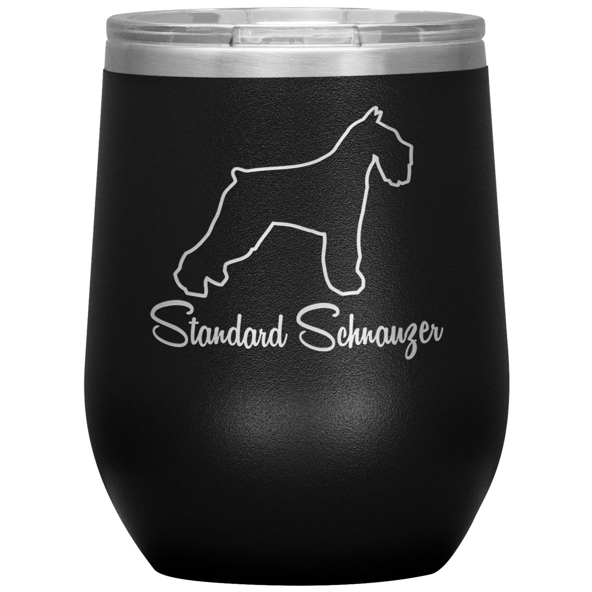 Standard Schnauzer Dog Outlined Silhouette 12oz Wine Insulated Tumbler