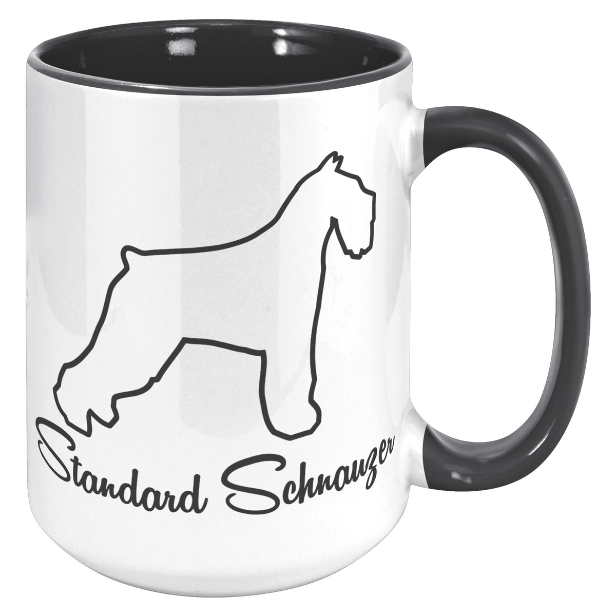 Standard Schnauzer Dog Outlined Silhouette 15oz Accent Mug