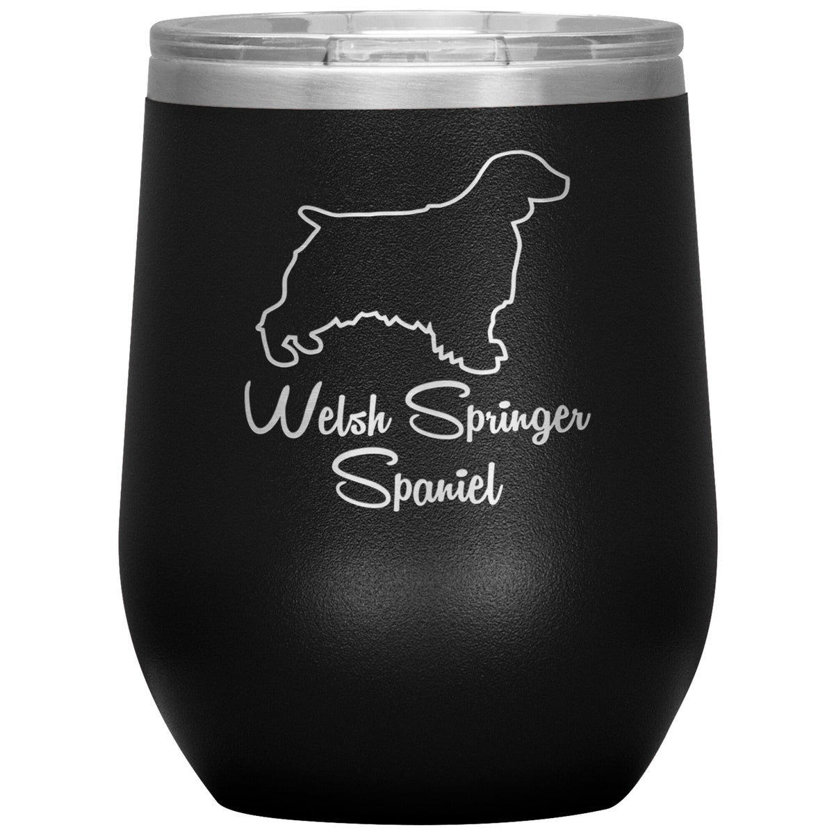 Welsh Springer Spaniel Dog Outlined Silhouette 12oz Wine Insulated Tumbler