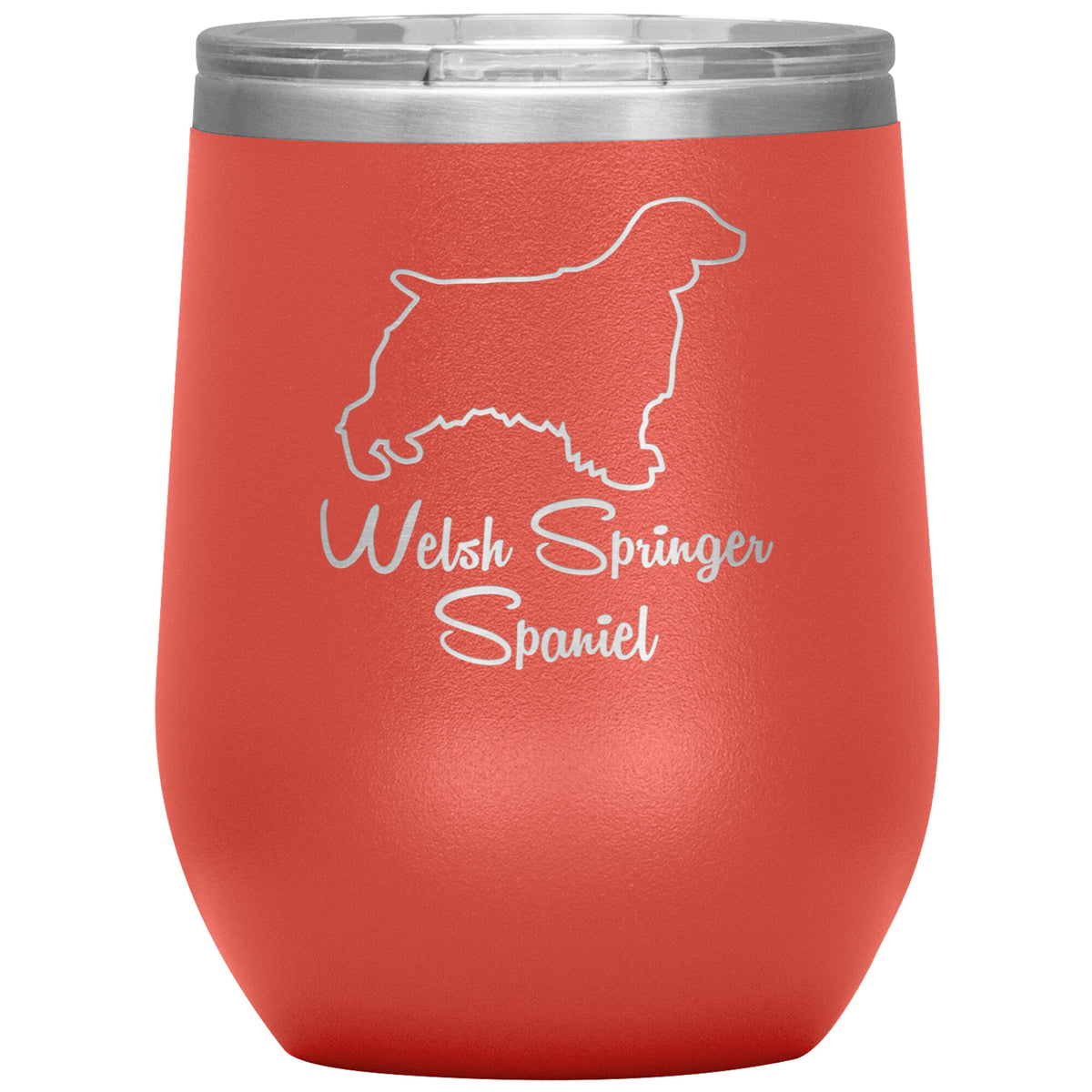 Welsh Springer Spaniel Dog Outlined Silhouette 12oz Wine Insulated Tumbler