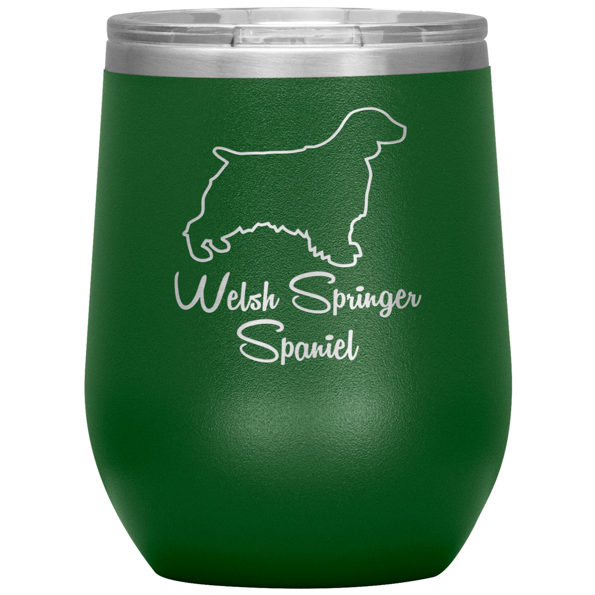 Welsh Springer Spaniel Dog Outlined Silhouette 12oz Wine Insulated Tumbler