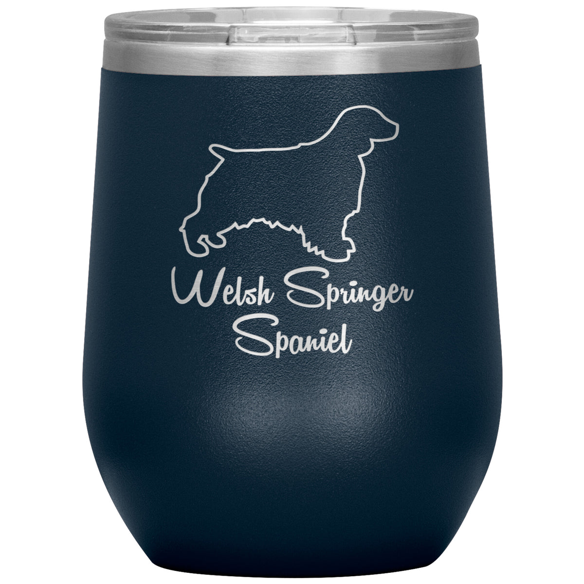 Welsh Springer Spaniel Dog Outlined Silhouette 12oz Wine Insulated Tumbler