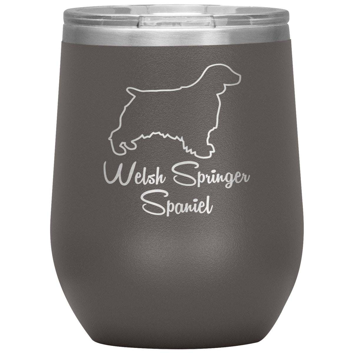 Welsh Springer Spaniel Dog Outlined Silhouette 12oz Wine Insulated Tumbler