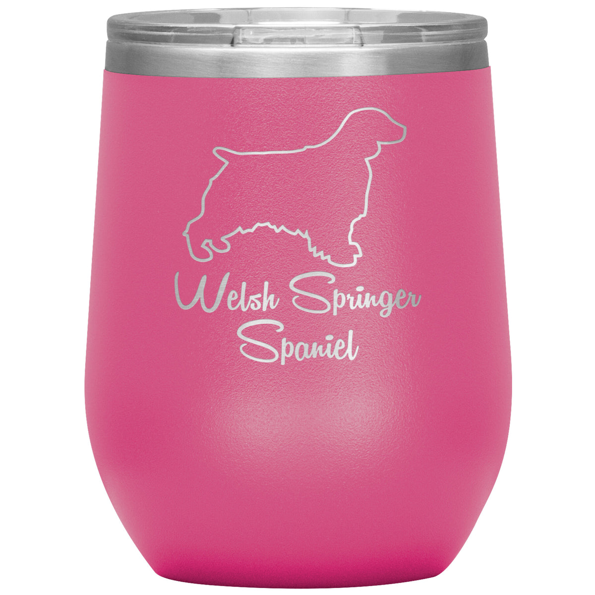 Welsh Springer Spaniel Dog Outlined Silhouette 12oz Wine Insulated Tumbler