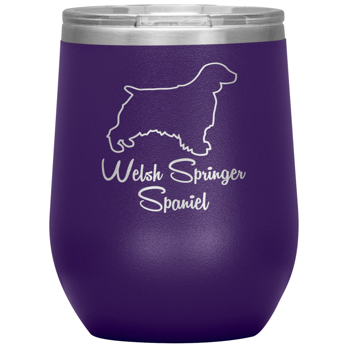 Welsh Springer Spaniel Dog Outlined Silhouette 12oz Wine Insulated Tumbler