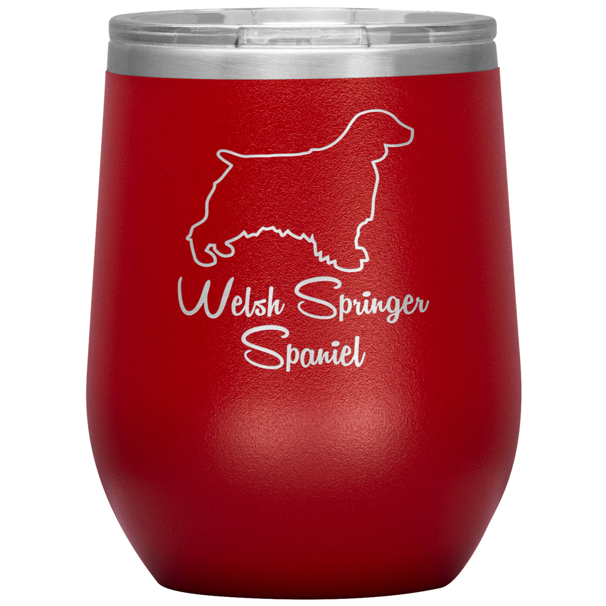 Welsh Springer Spaniel Dog Outlined Silhouette 12oz Wine Insulated Tumbler