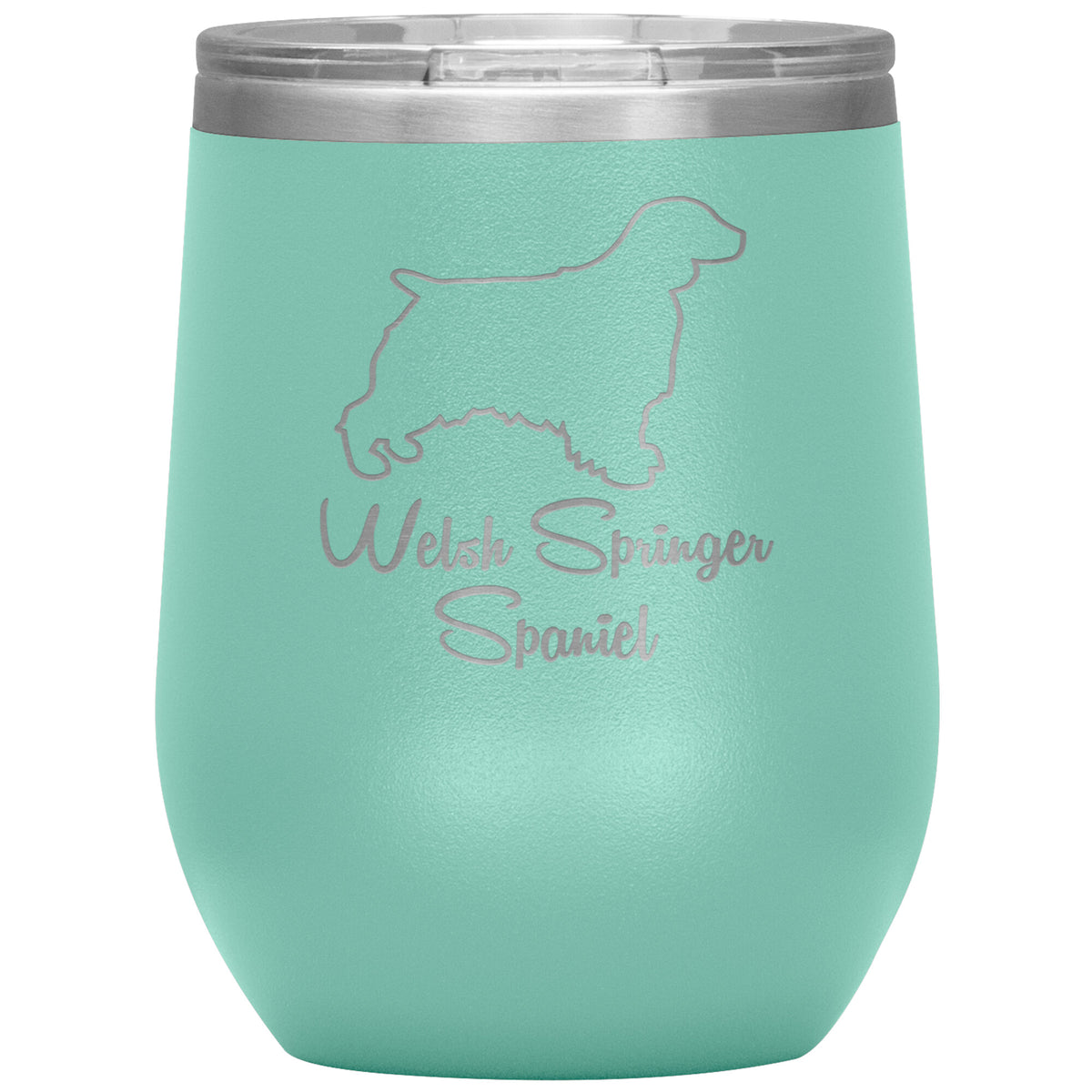 Welsh Springer Spaniel Dog Outlined Silhouette 12oz Wine Insulated Tumbler