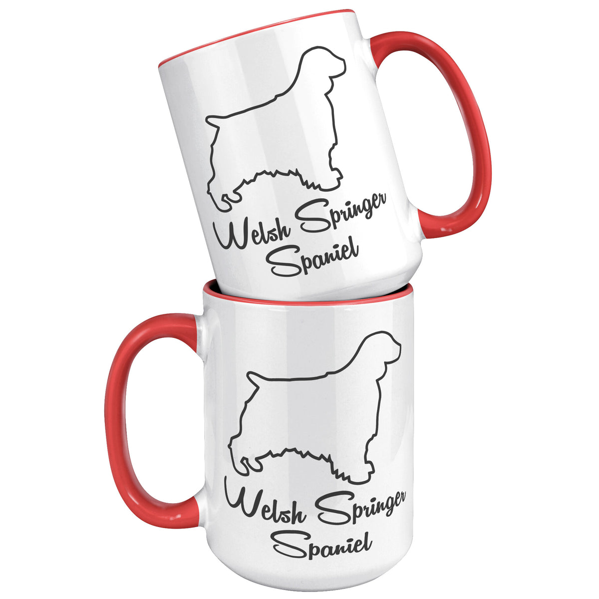 Welsh Springer Spaniel Dog Outlined Silhouette 15oz Accent Mug