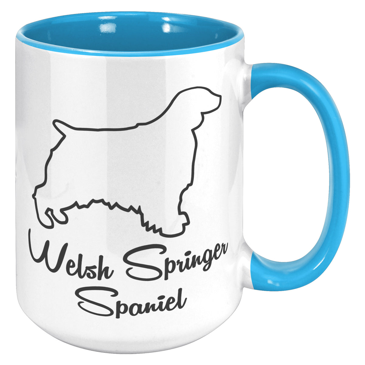 Welsh Springer Spaniel Dog Outlined Silhouette 15oz Accent Mug