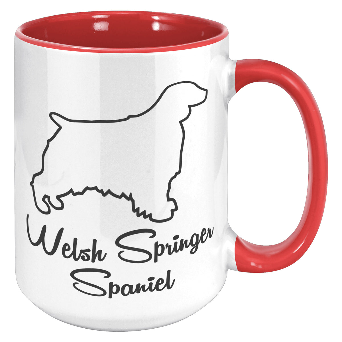 Welsh Springer Spaniel Dog Outlined Silhouette 15oz Accent Mug
