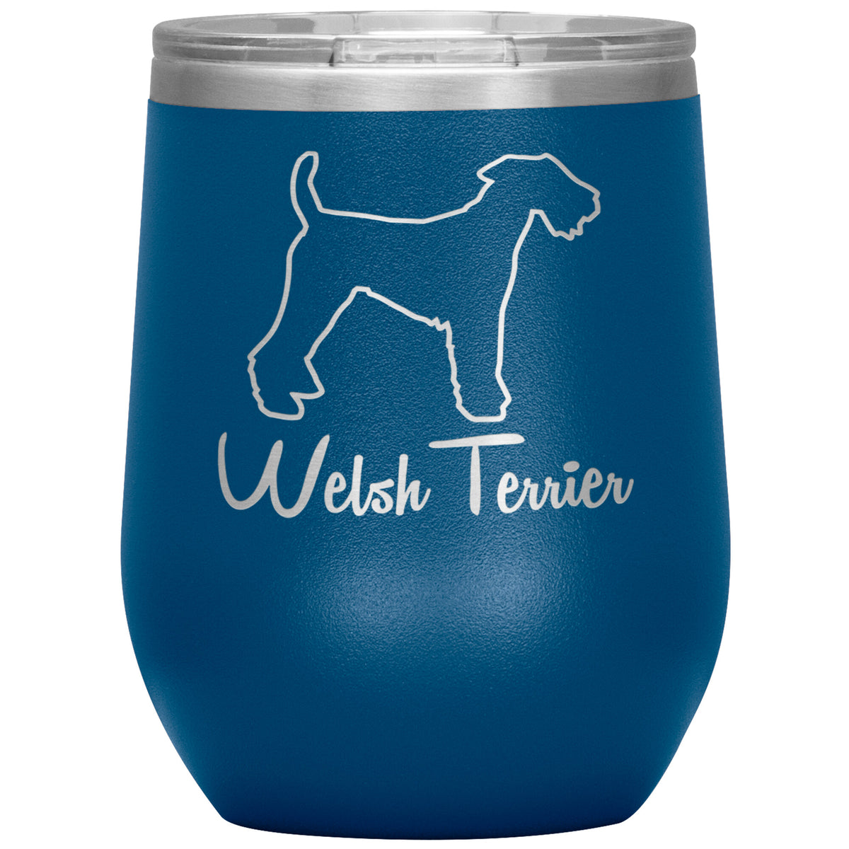 Welsh Terrier Dog Outlined Silhouette 12oz Wine Insulated Tumbler