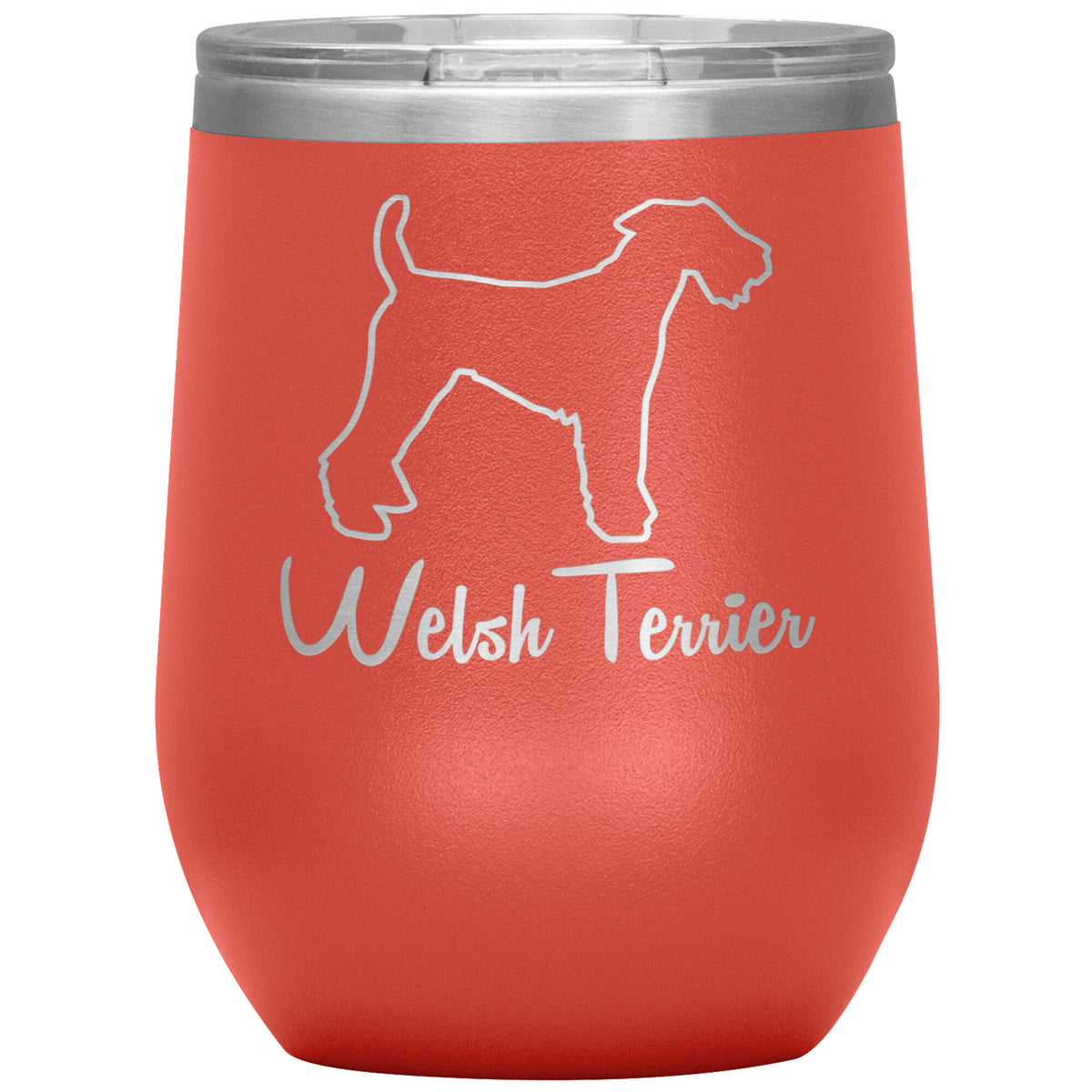 Welsh Terrier Dog Outlined Silhouette 12oz Wine Insulated Tumbler