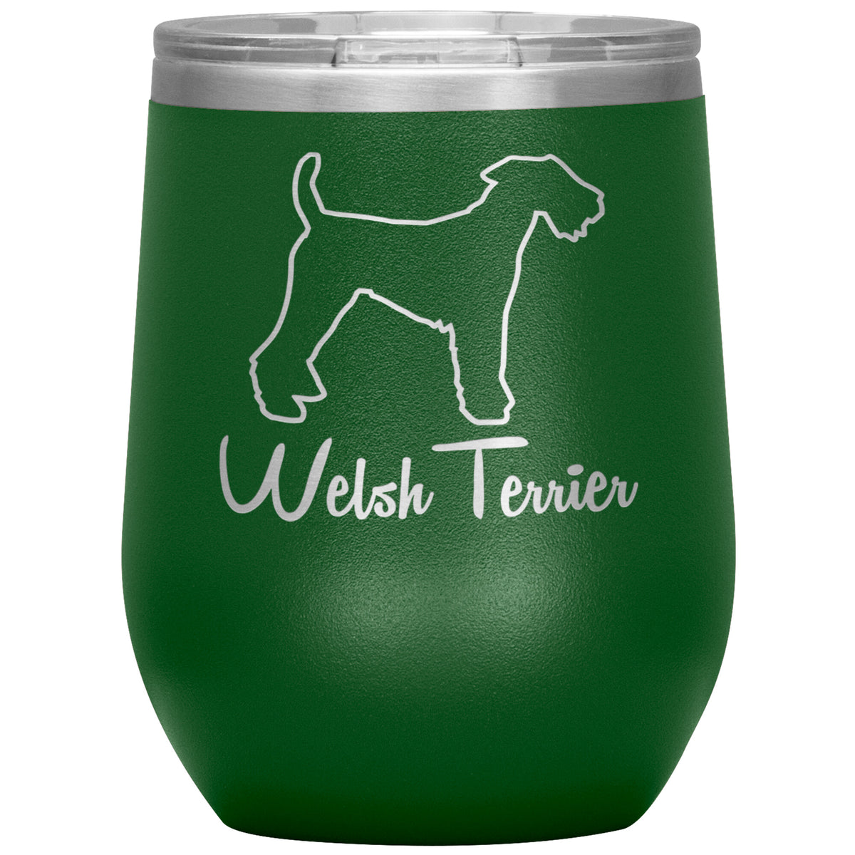 Welsh Terrier Dog Outlined Silhouette 12oz Wine Insulated Tumbler