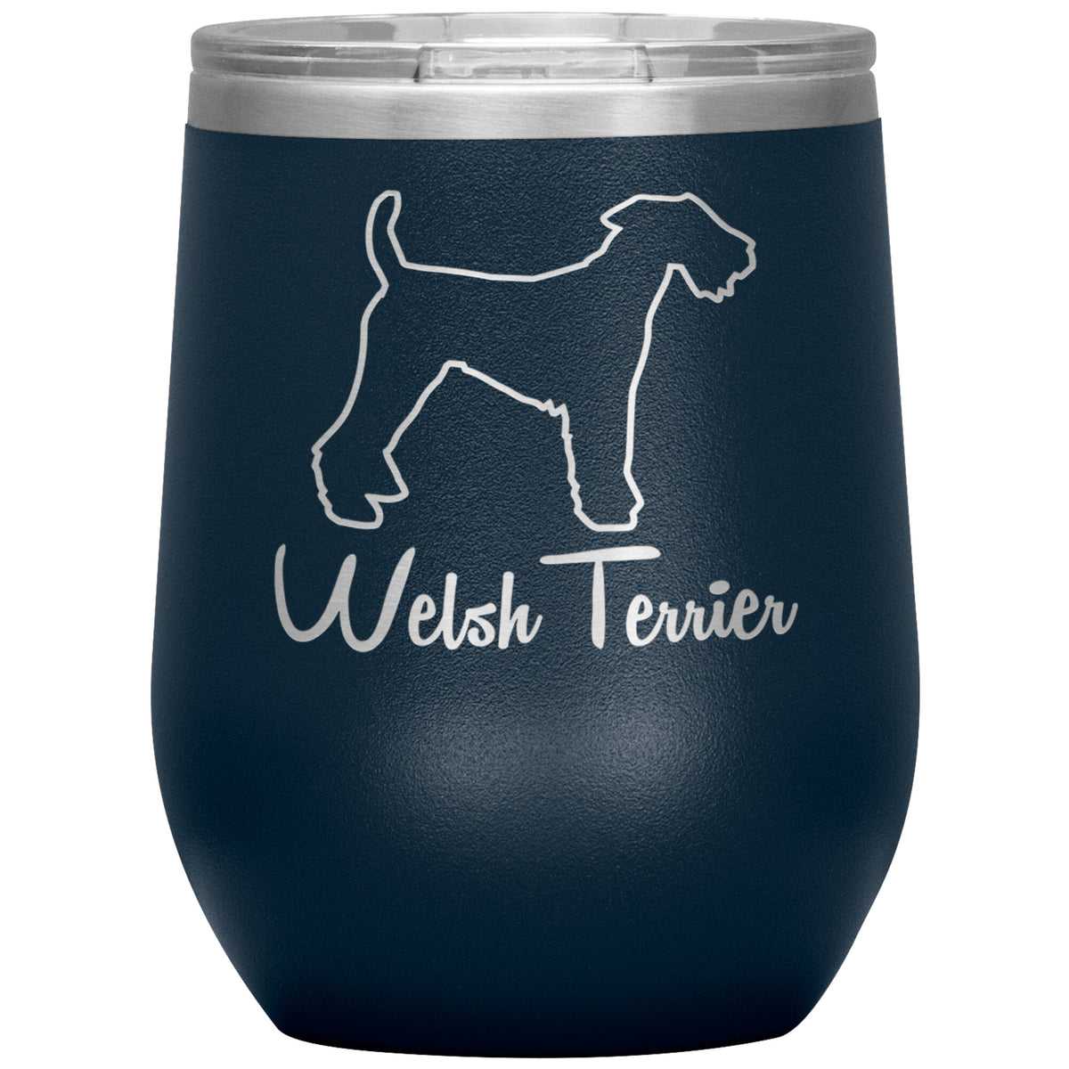 Welsh Terrier Dog Outlined Silhouette 12oz Wine Insulated Tumbler