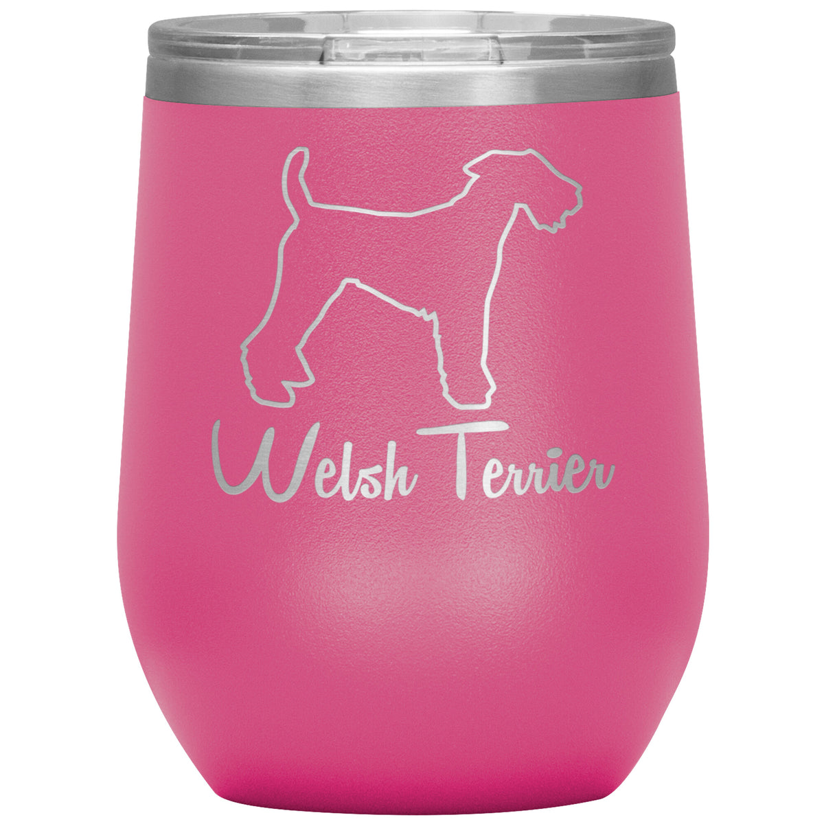 Welsh Terrier Dog Outlined Silhouette 12oz Wine Insulated Tumbler