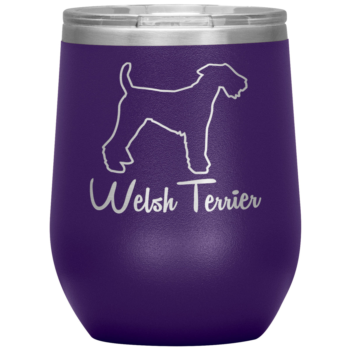 Welsh Terrier Dog Outlined Silhouette 12oz Wine Insulated Tumbler