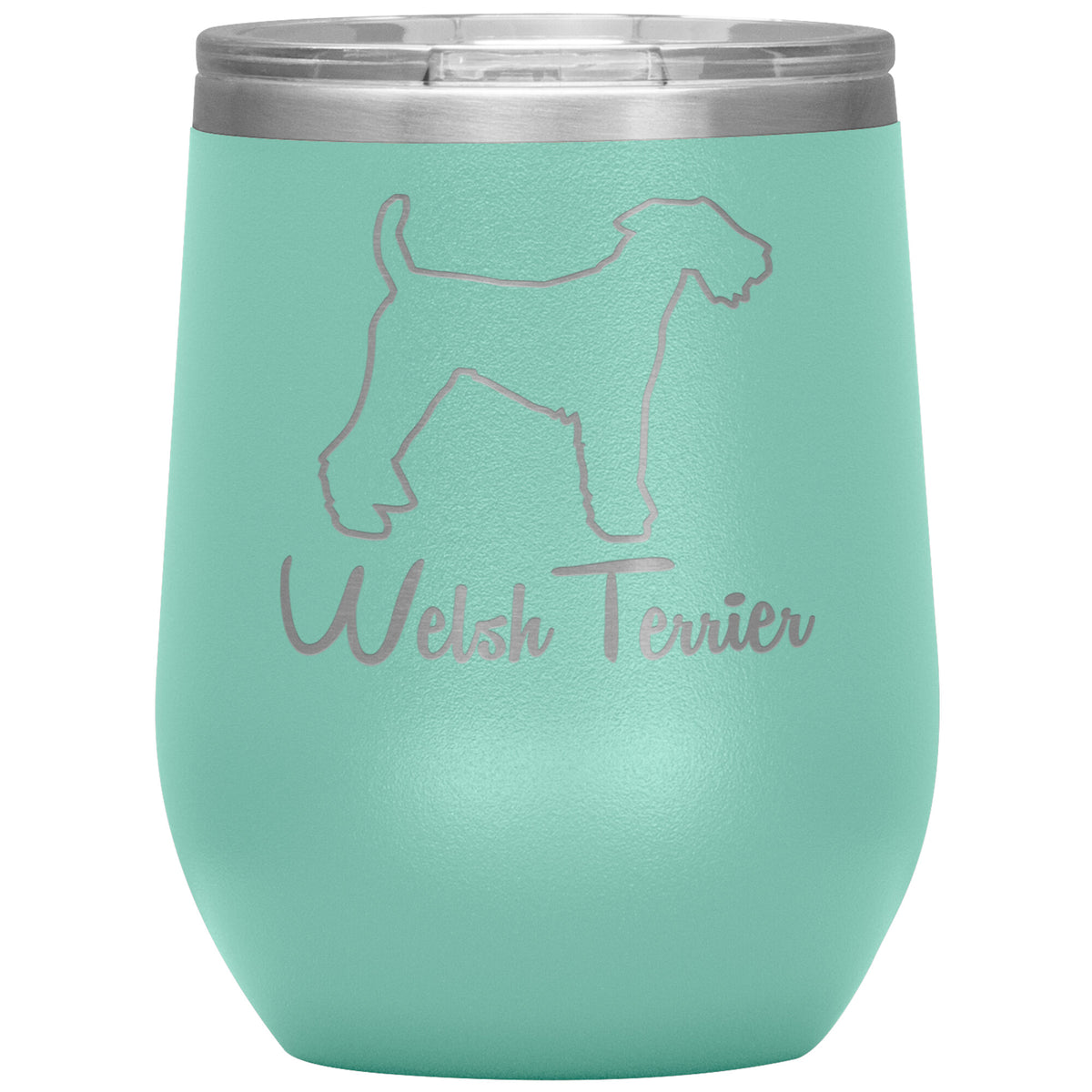 Welsh Terrier Dog Outlined Silhouette 12oz Wine Insulated Tumbler