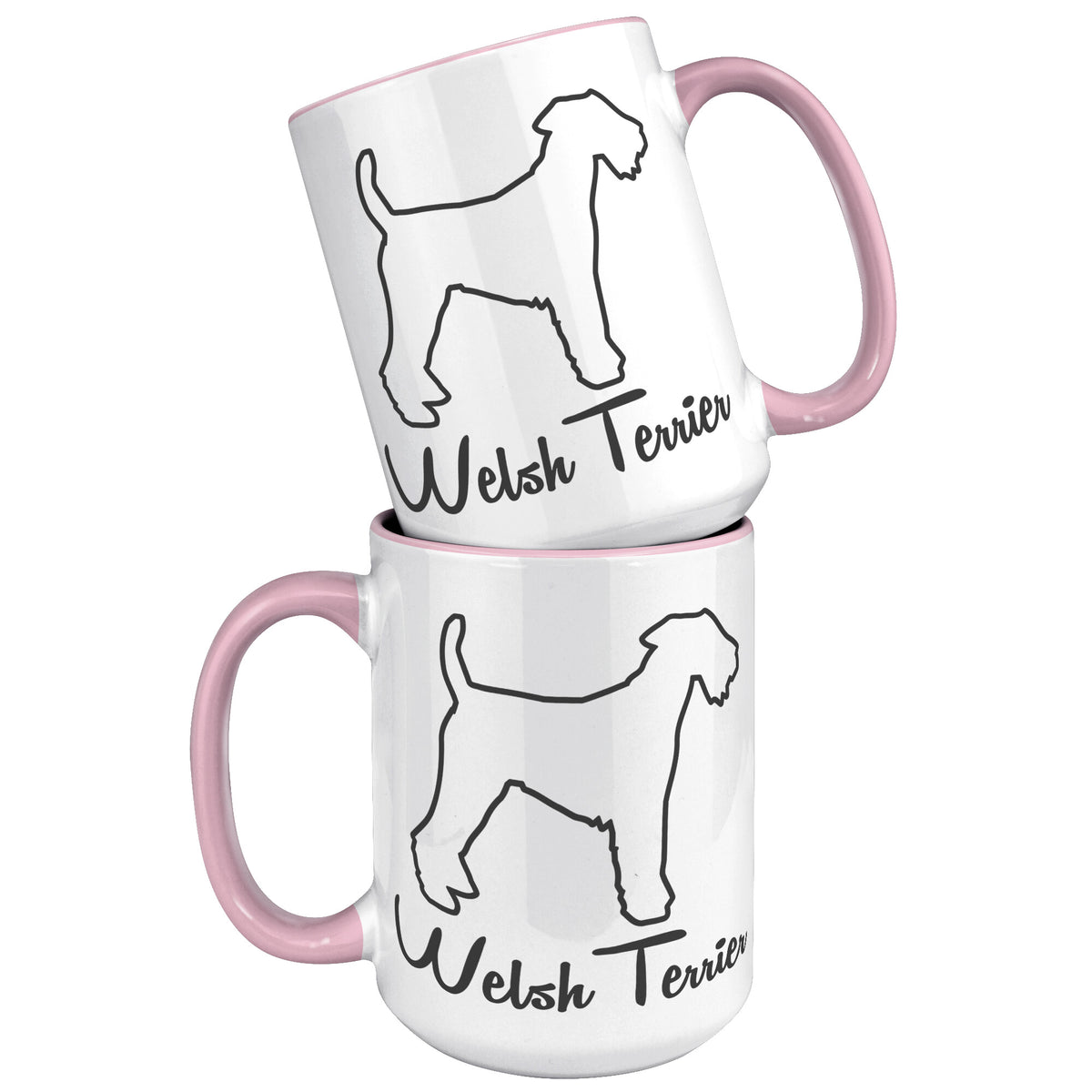 Welsh Terrier Dog Outlined Silhouette 15oz Accent Mug