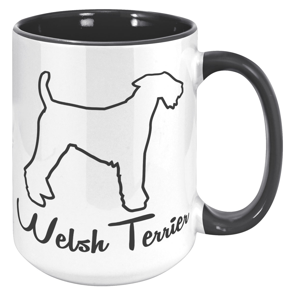 Welsh Terrier Dog Outlined Silhouette 15oz Accent Mug
