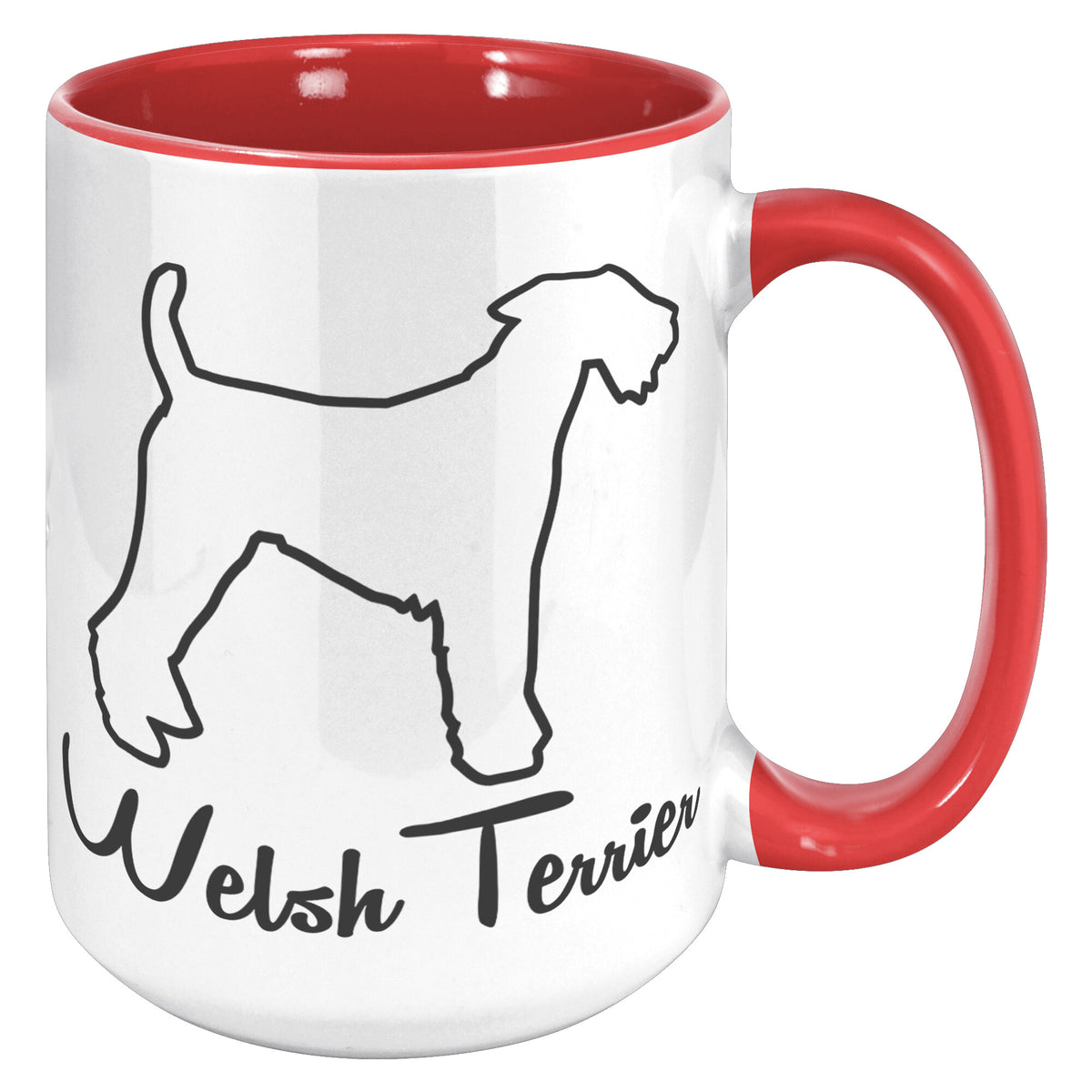 Welsh Terrier Dog Outlined Silhouette 15oz Accent Mug