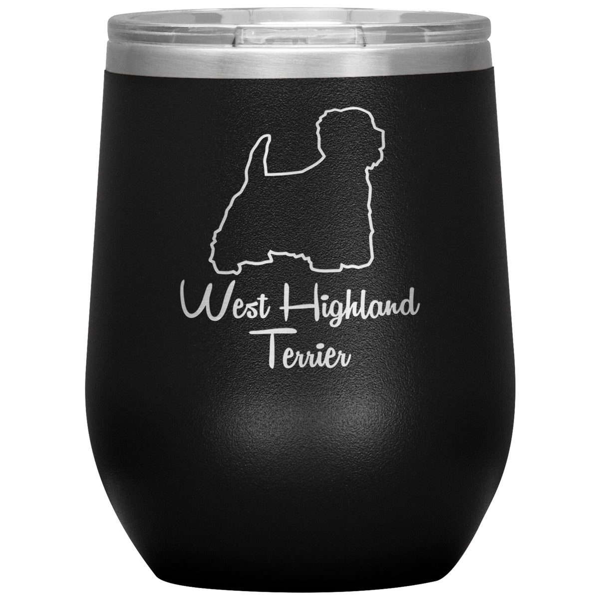 West Highland Terrier Dog Outlined Silhouette 12oz Wine Insulated Tumbler