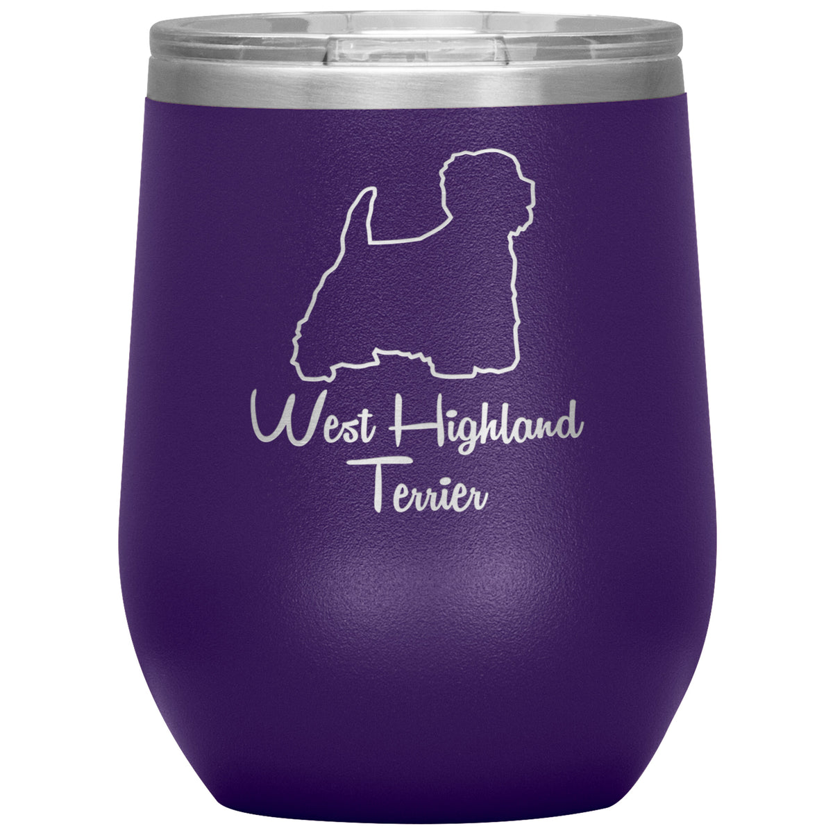 West Highland Terrier Dog Outlined Silhouette 12oz Wine Insulated Tumbler
