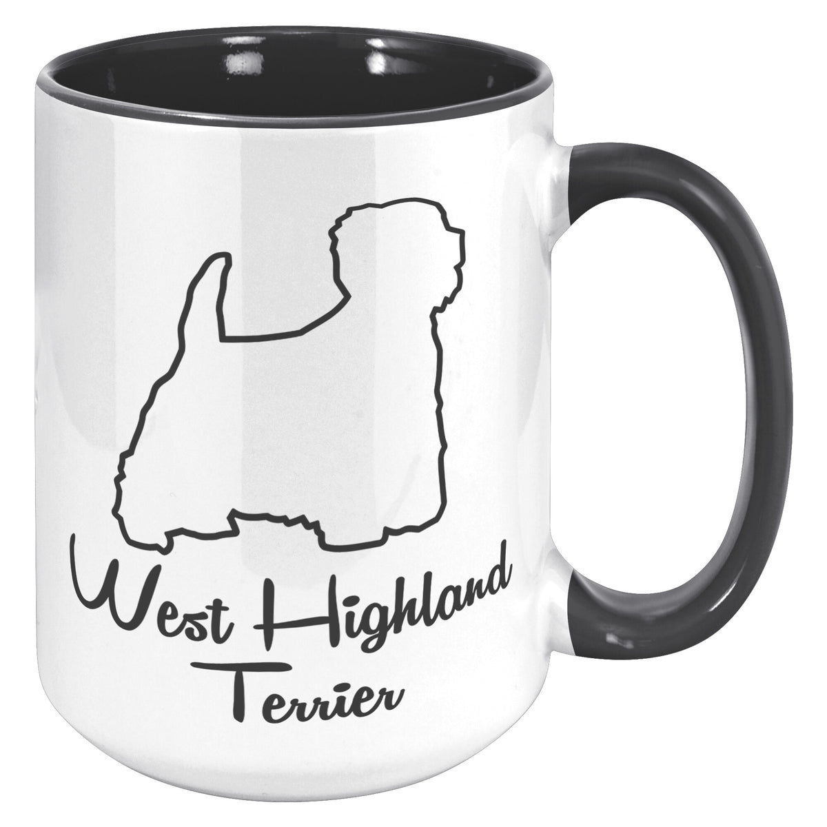 West Highland Terrier Dog Outlined Silhouette 15oz Accent Mug