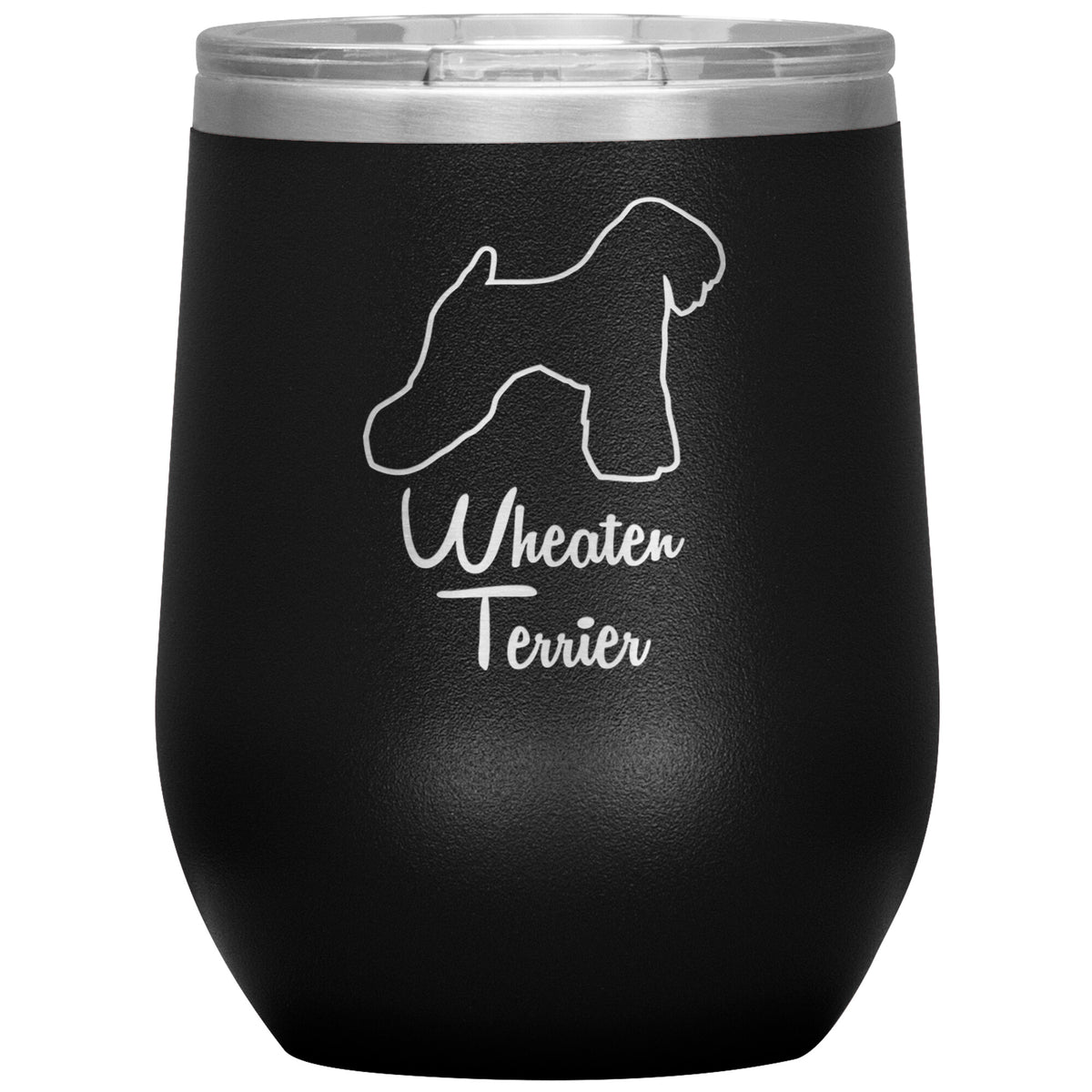 Wheaten Terrier Dog Outlined Silhouette 12oz Wine Insulated Tumbler