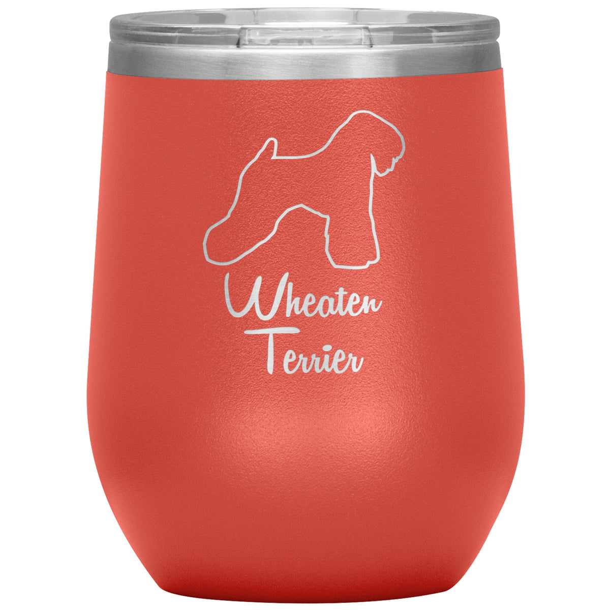 Wheaten Terrier Dog Outlined Silhouette 12oz Wine Insulated Tumbler