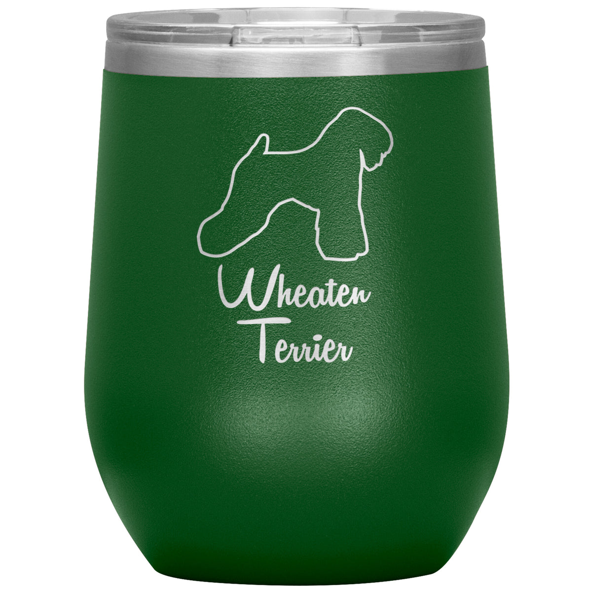 Wheaten Terrier Dog Outlined Silhouette 12oz Wine Insulated Tumbler