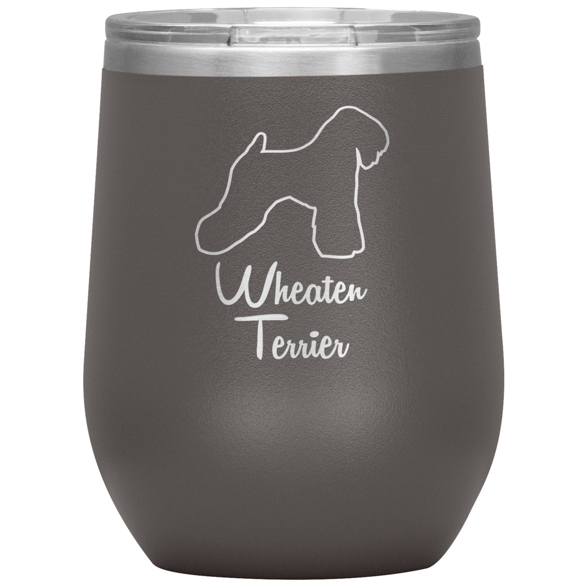 Wheaten Terrier Dog Outlined Silhouette 12oz Wine Insulated Tumbler