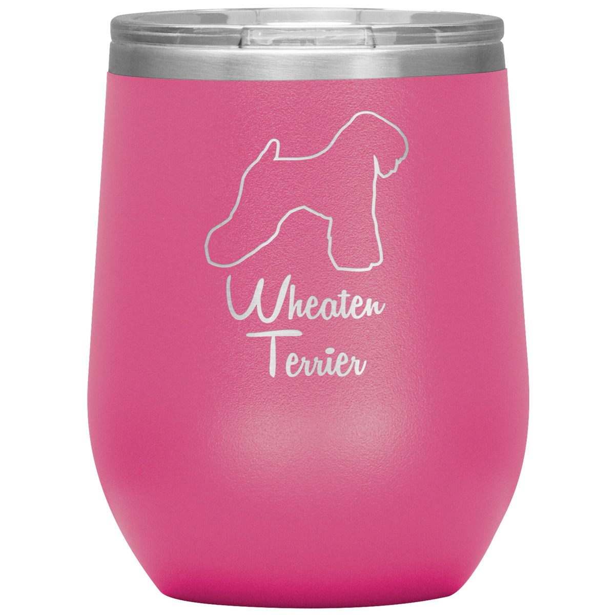 Wheaten Terrier Dog Outlined Silhouette 12oz Wine Insulated Tumbler
