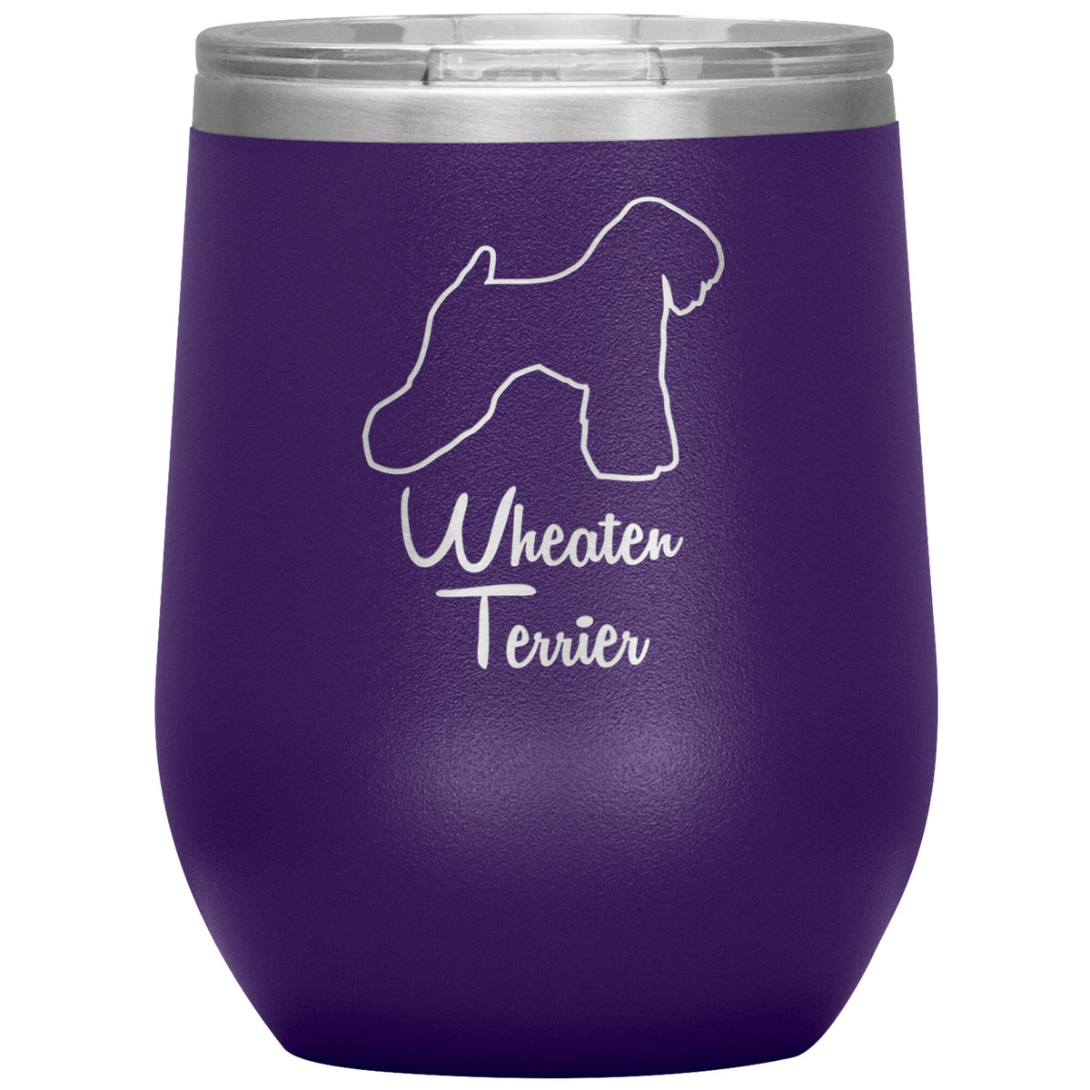 Wheaten Terrier Dog Outlined Silhouette 12oz Wine Insulated Tumbler