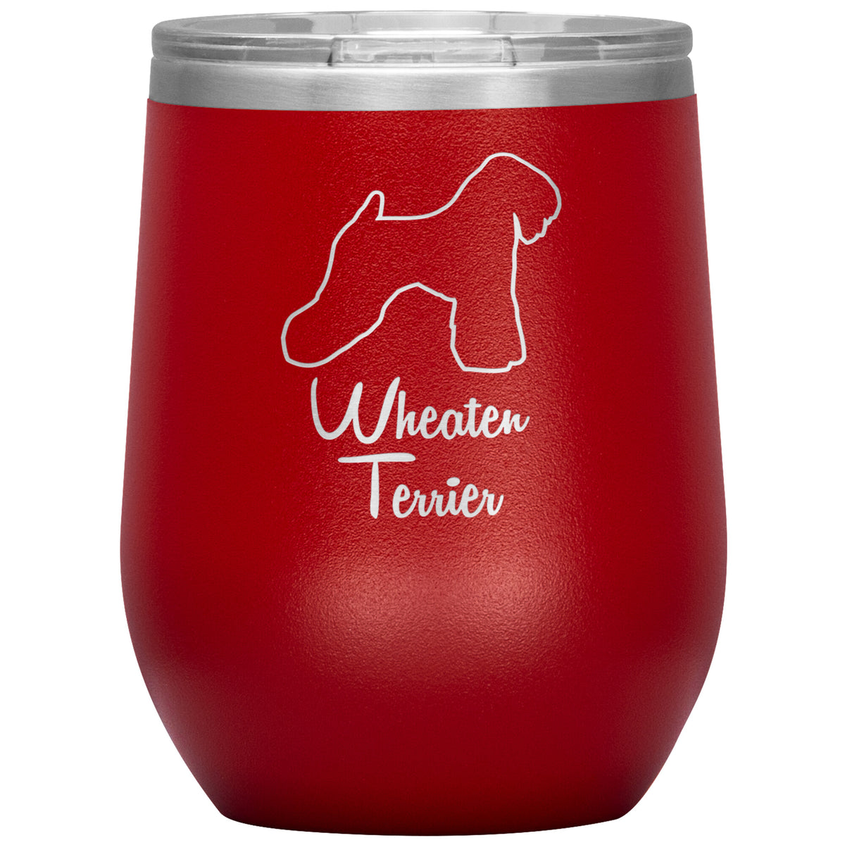 Wheaten Terrier Dog Outlined Silhouette 12oz Wine Insulated Tumbler
