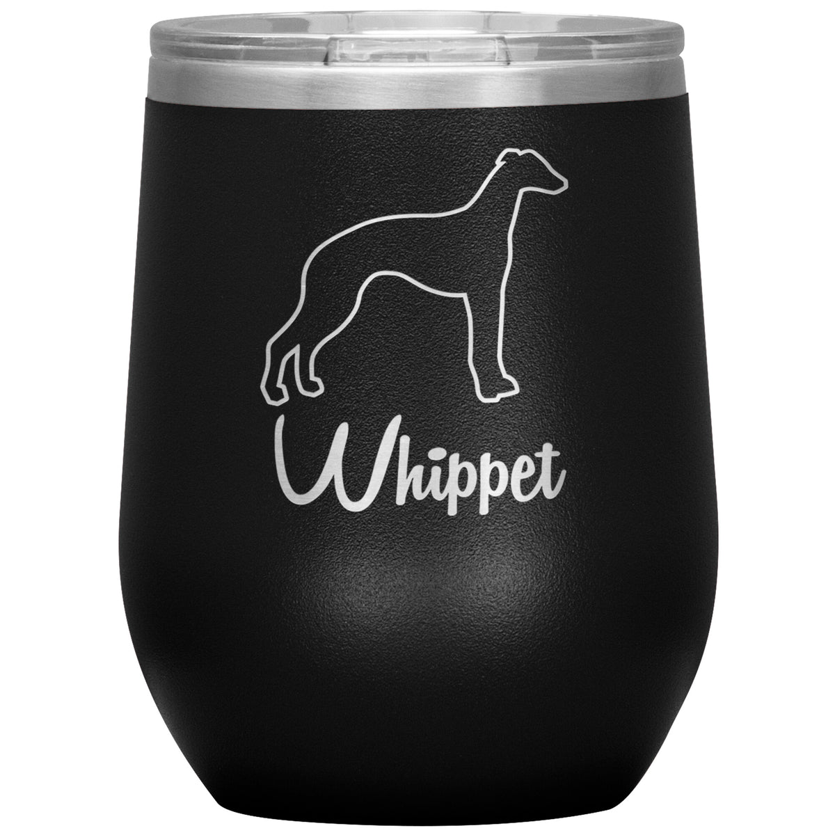 Whippet Dog Outlined Silhouette 12oz Wine Insulated Tumbler