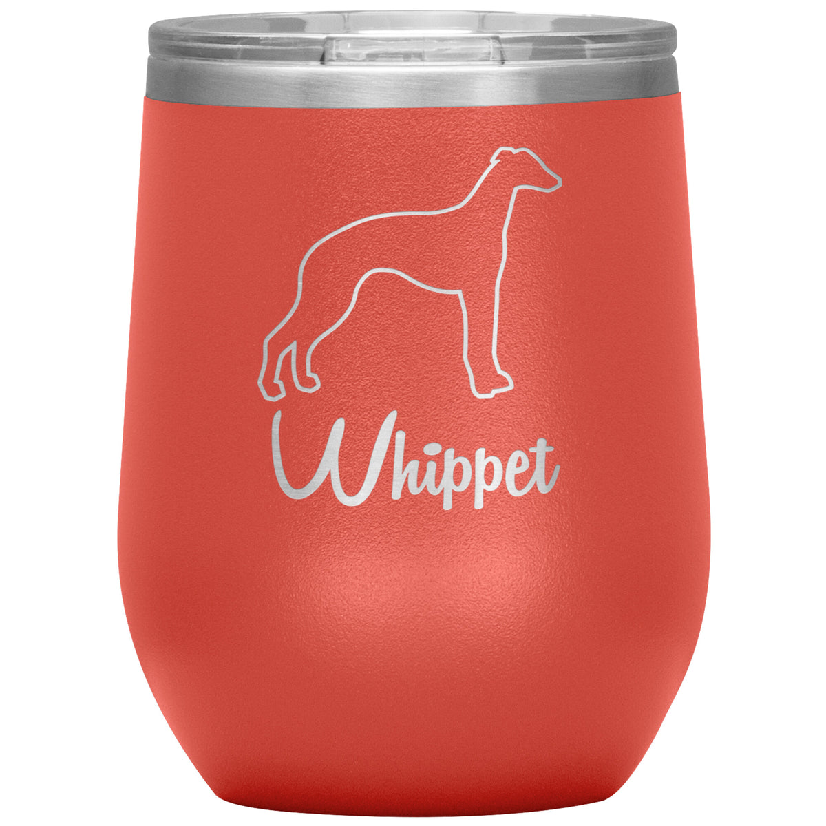 Whippet Dog Outlined Silhouette 12oz Wine Insulated Tumbler