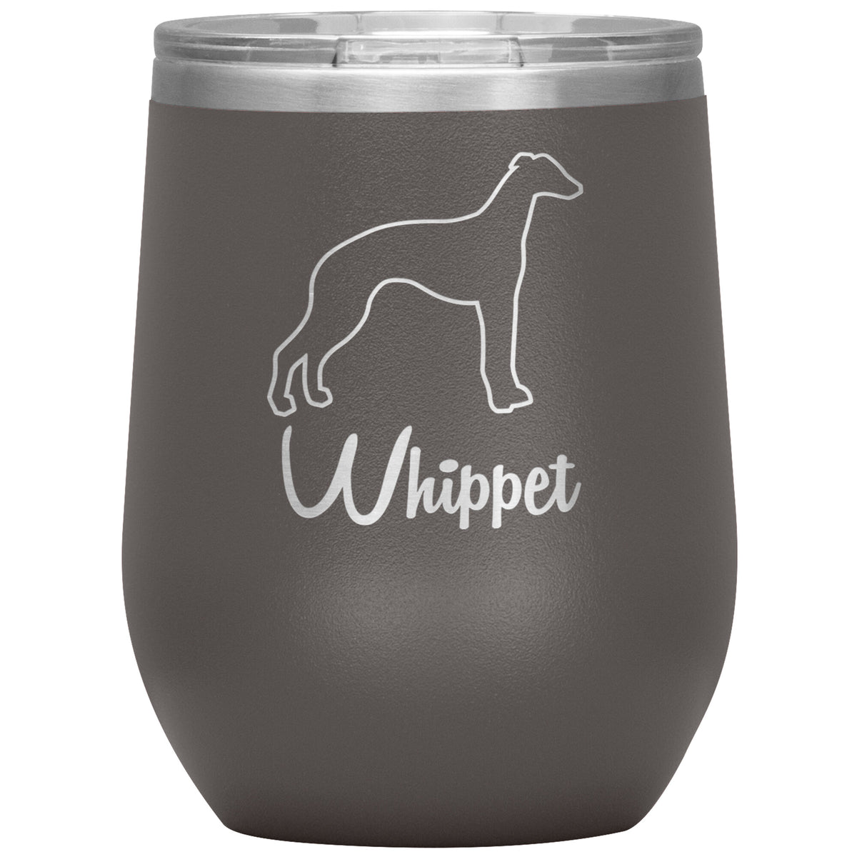 Whippet Dog Outlined Silhouette 12oz Wine Insulated Tumbler
