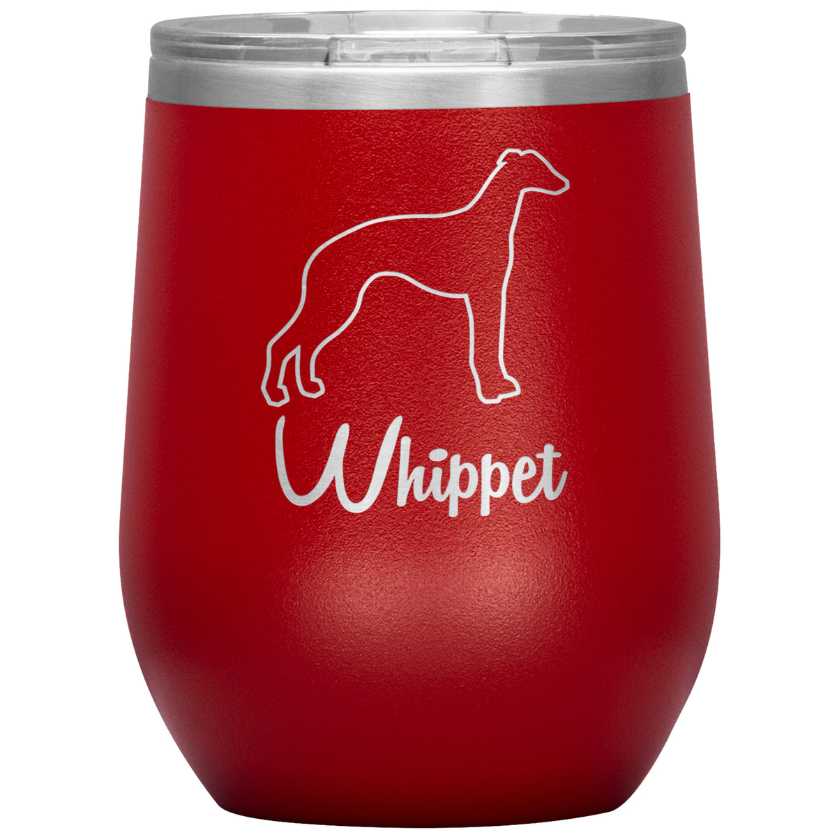 Whippet Dog Outlined Silhouette 12oz Wine Insulated Tumbler