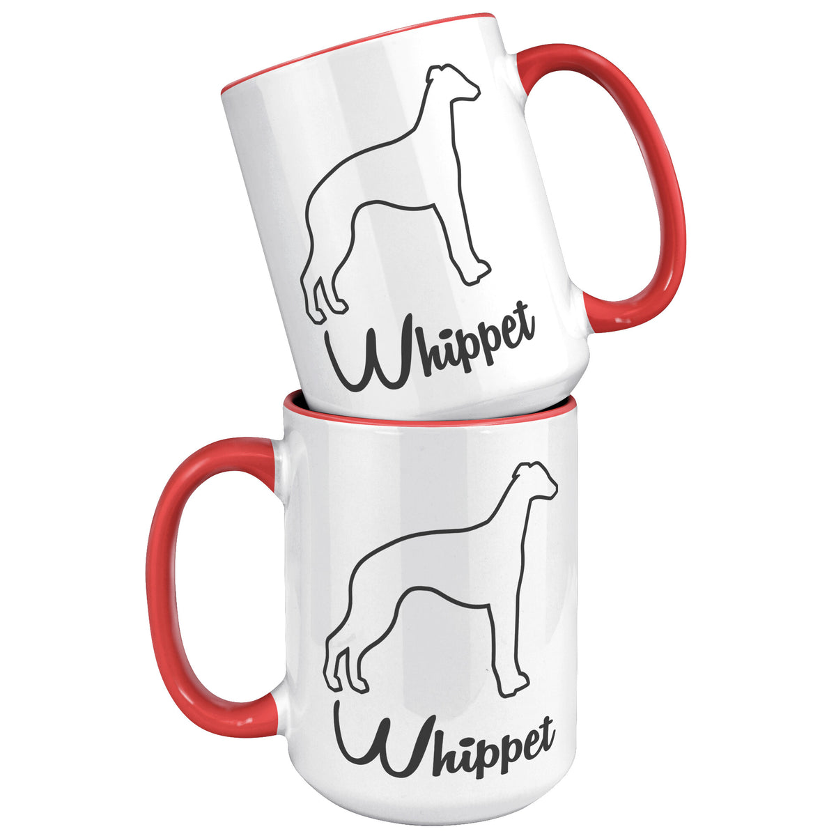 Whippet Dog Outlined Silhouette 15oz Accent Mug