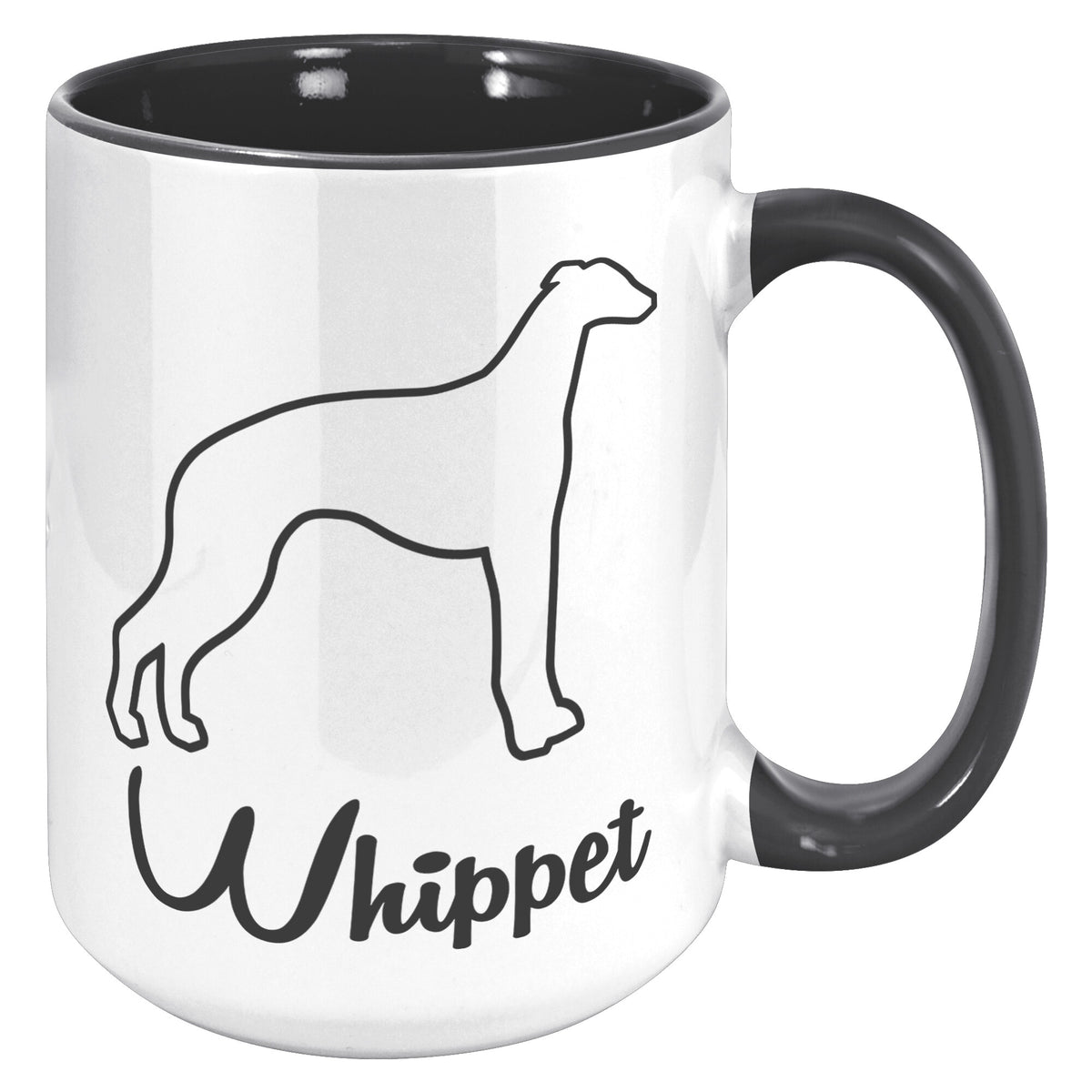 Whippet Dog Outlined Silhouette 15oz Accent Mug