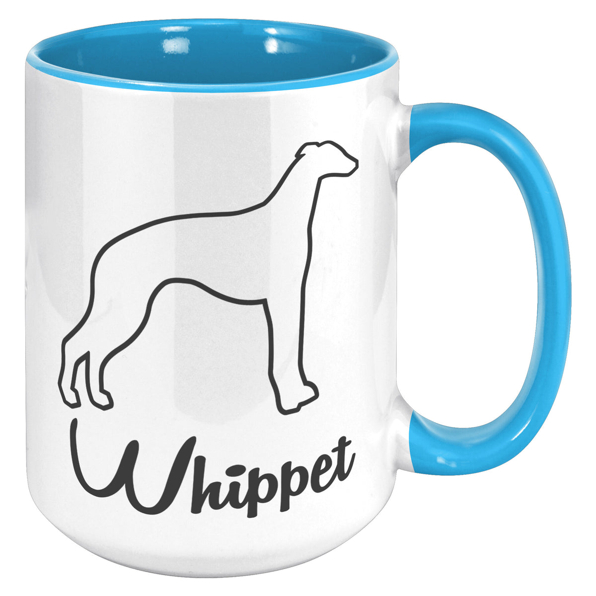 Whippet Dog Outlined Silhouette 15oz Accent Mug
