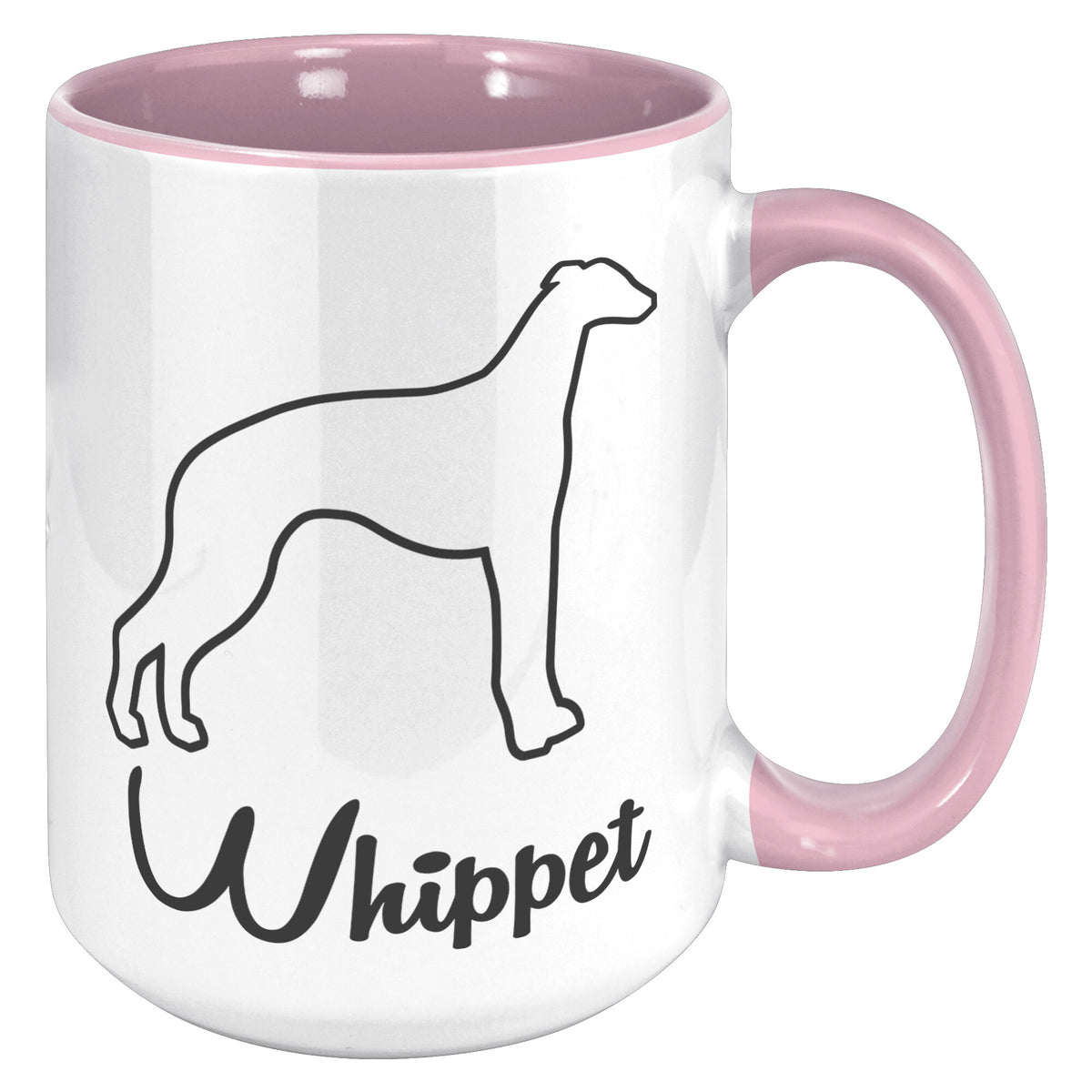 Whippet Dog Outlined Silhouette 15oz Accent Mug