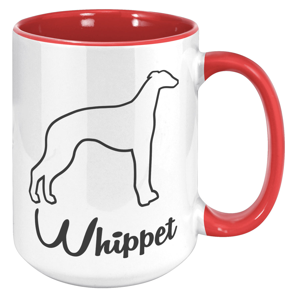 Whippet Dog Outlined Silhouette 15oz Accent Mug
