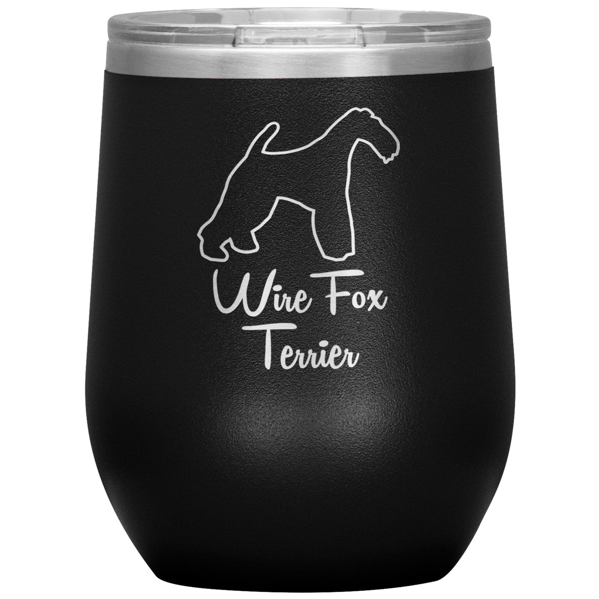 Wire Fox Terrier Dog Outlined Silhouette 12oz Wine Insulated Tumbler