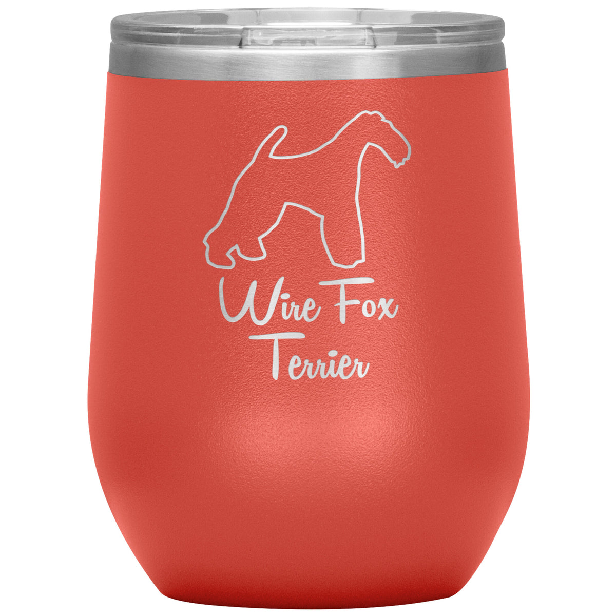 Wire Fox Terrier Dog Outlined Silhouette 12oz Wine Insulated Tumbler